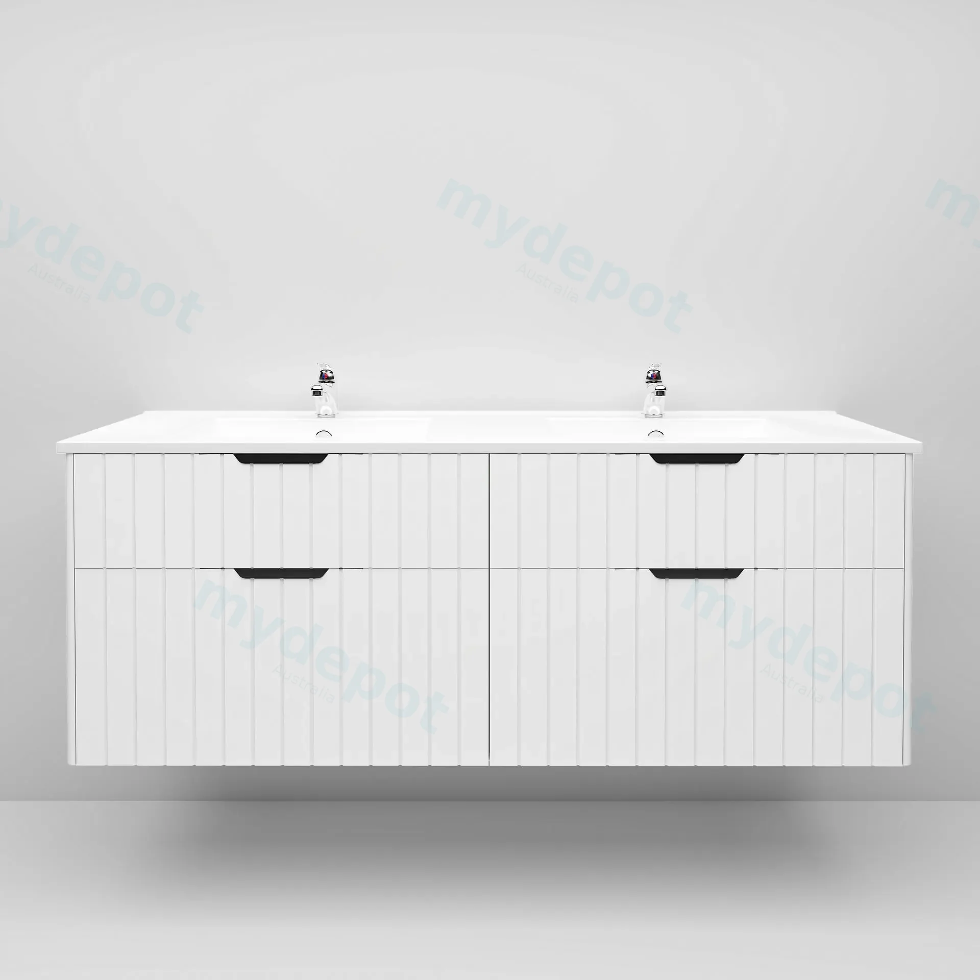 1500mm Aria Matte White Mdf Four Drawers Wall Hung Bathroom Vanity Cabinet Only With Handle view 3
