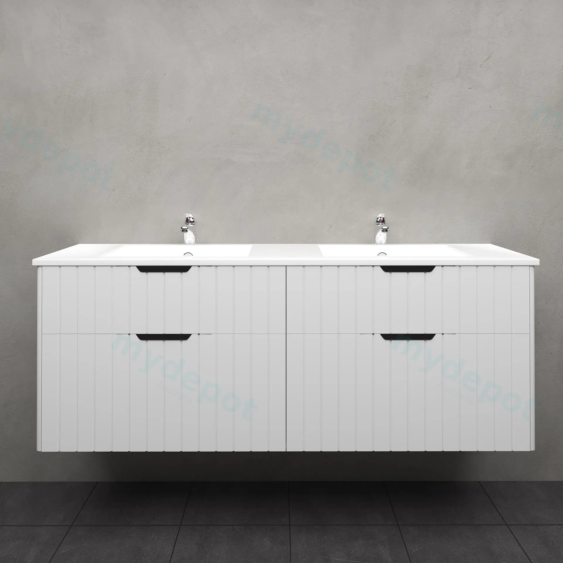 1500mm Aria Matte White Mdf Four Drawers Wall Hung Bathroom Vanity Cabinet Only With Handle view 2