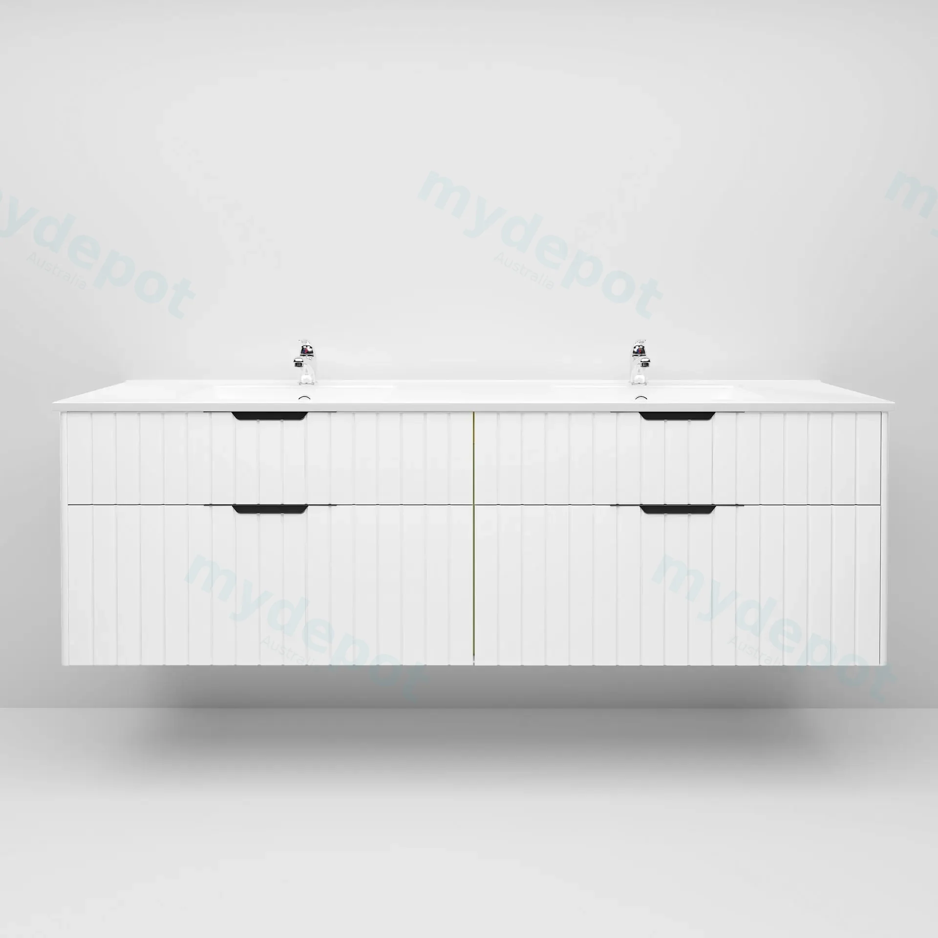 1800mm Aria Matte White MDF Four Drawers Wall Hung Bathroom Vanity Cabinet Only With Handle view 3