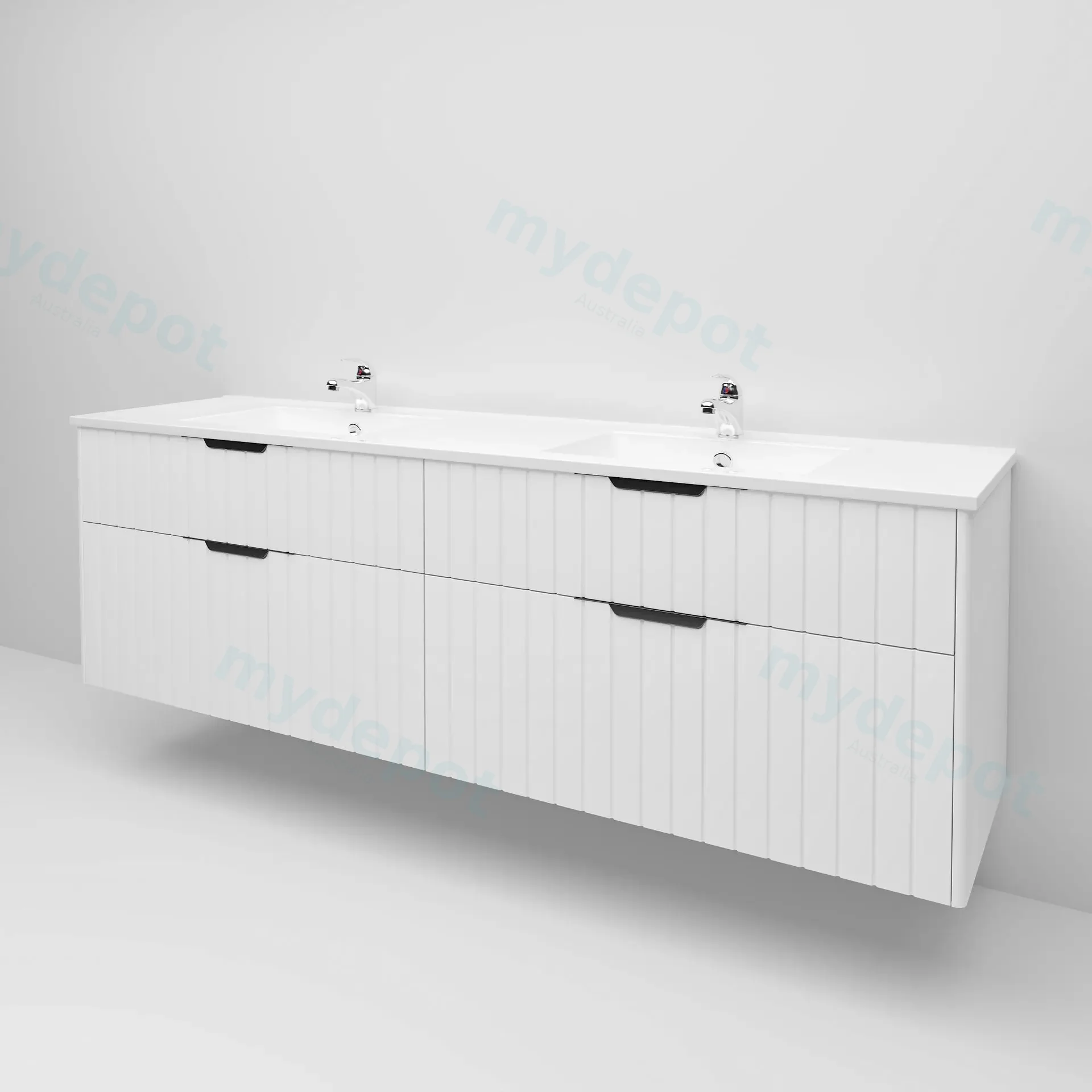1800mm Aria Matte White MDF Four Drawers Wall Hung Bathroom Vanity Cabinet Only With Handle view 4