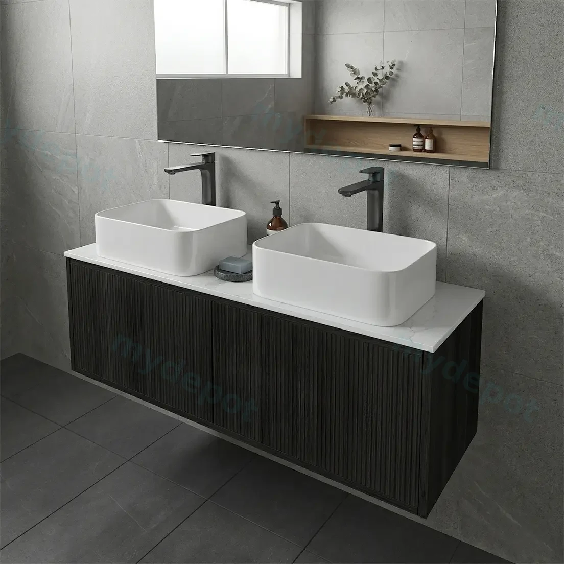 Kiama Slim 1200mm Bottega Oak One Left Drawer One Right Door Narrow Wall Hung Vanity Cabinet Only view 2