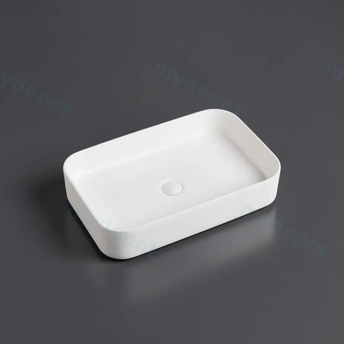 500*370*110mm Matte White Kliff Fine Ceramic Above Counter Basin No Overflow,32mm Waste view 2