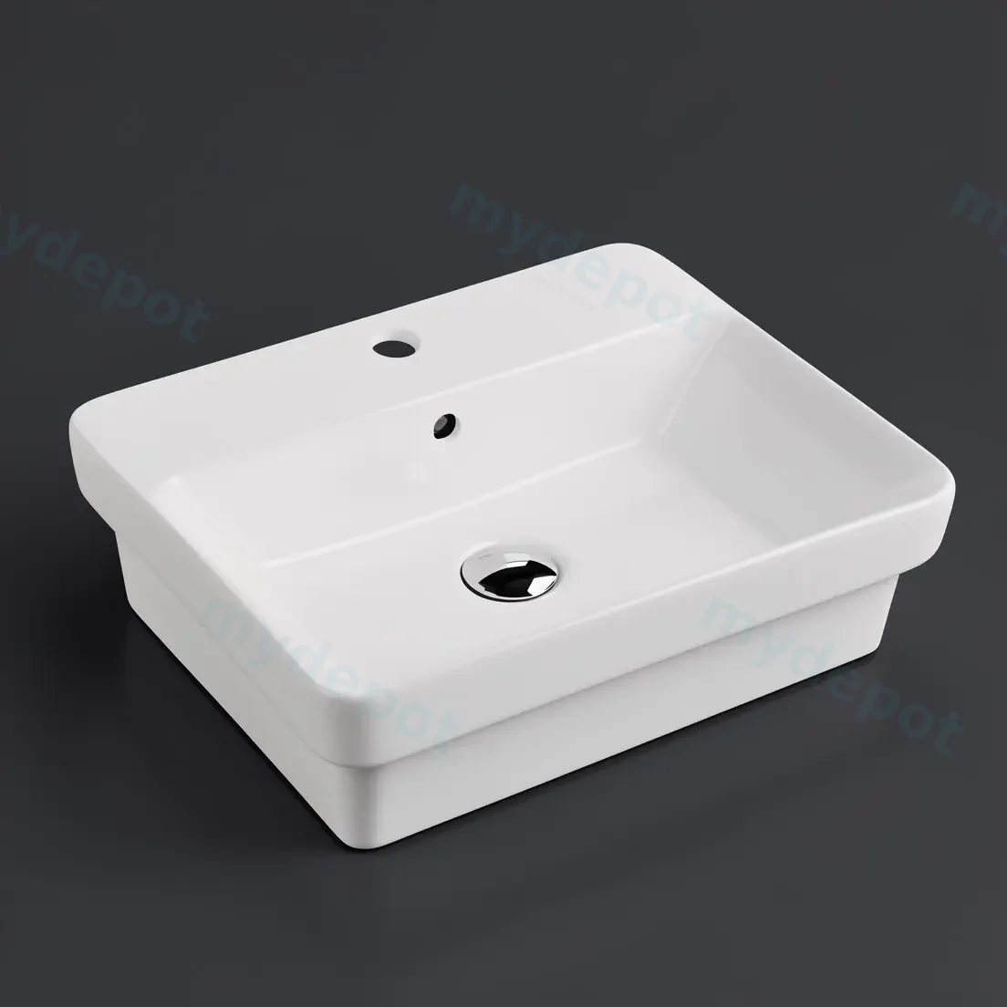 495*400*150mm Gloss White Kliff Fine Ceramic Insert Basin Tap Hole Overflow,32mm Waste view 2