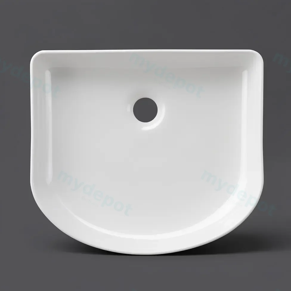 415*365*120mm Cora Above Counter Fluted Gloss White Arch Basin view 2