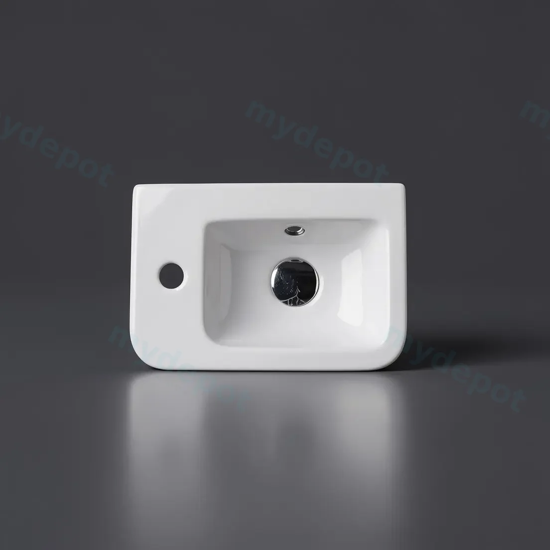 375*245*100mm Wall Hung Rectangular Basin With Left Side Mixer Hole view 2