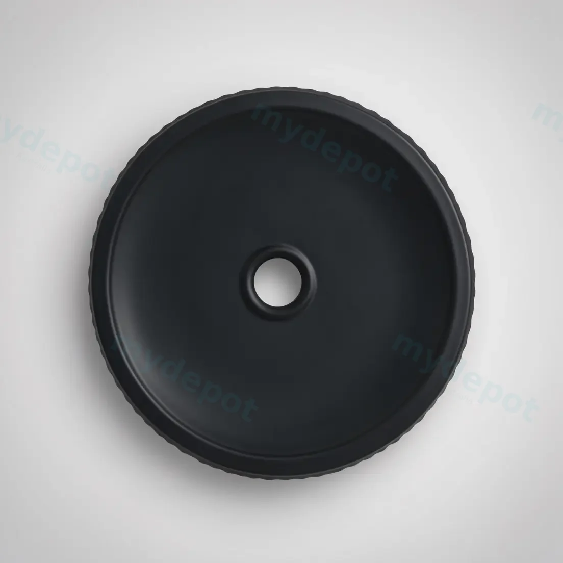 360*360*120mm Cora Above Counter Fluted Matt Black Circle Basin view 2
