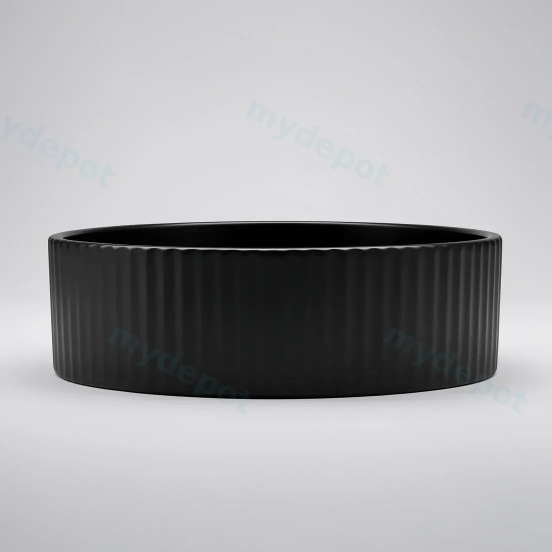 360*360*120mm Cora Above Counter Fluted Matt Black Circle Basin view 6