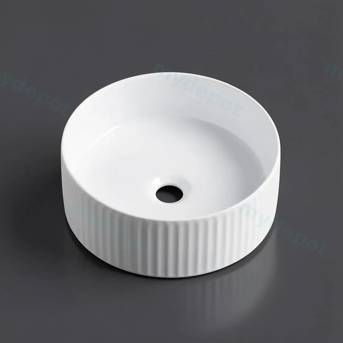 360*360*120mm Cora Above Counter Fluted Gloss White Circle Basin (New Arrival) view 3