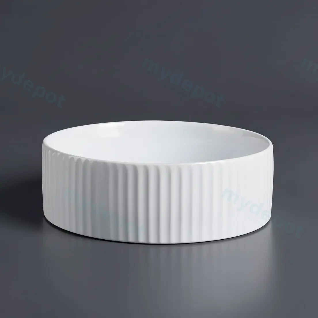 360*360*120mm Cora Above Counter Fluted Gloss White Circle Basin (New Arrival) view 4