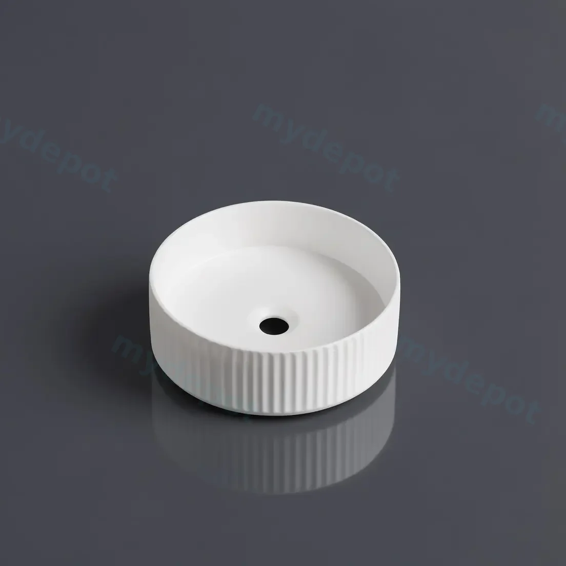 360*360*120mm Cora Above Counter Fluted Matt White Circle Basin (New Arrival) view 5