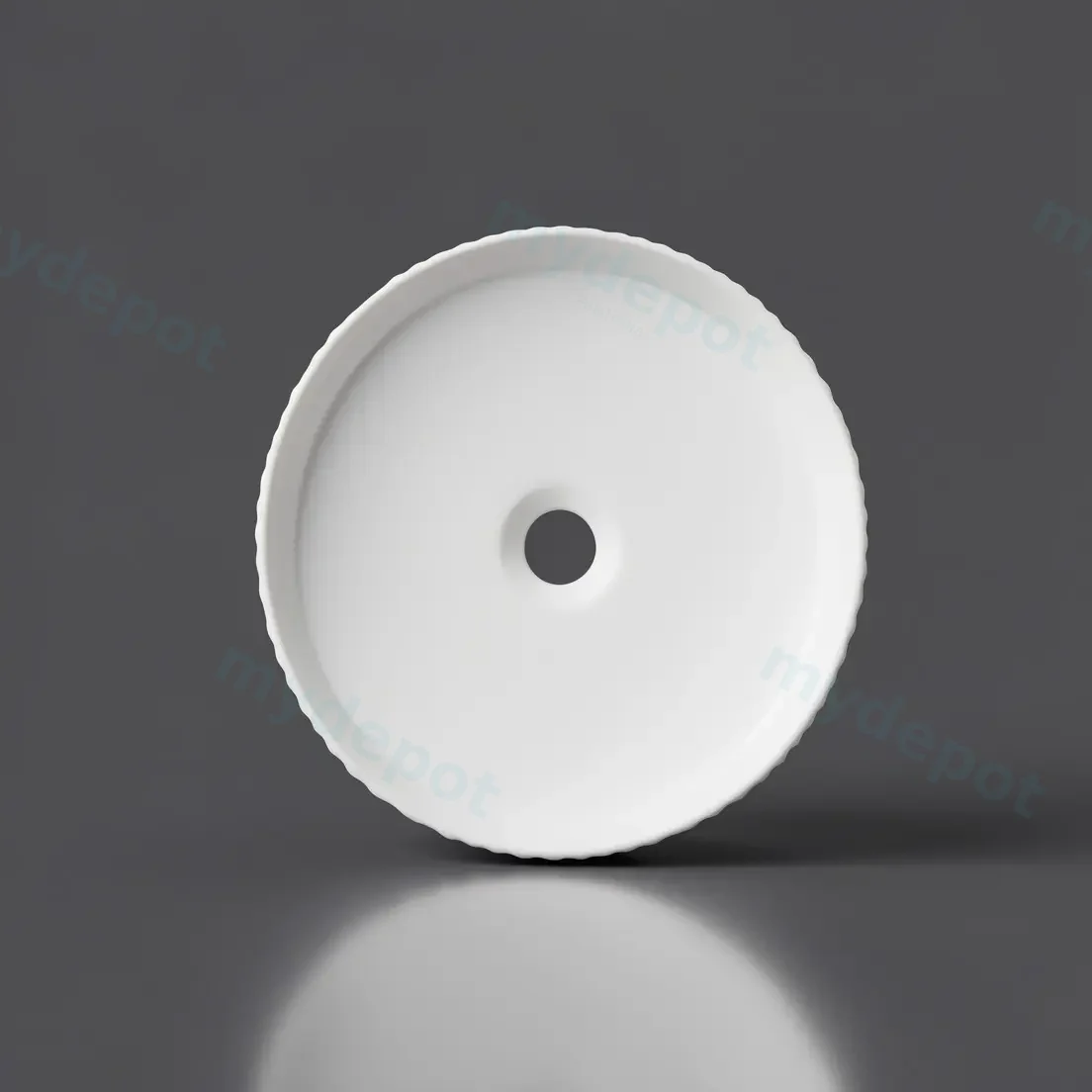 360*360*120mm Cora Above Counter Fluted Matt White Circle Basin (New Arrival) view 6