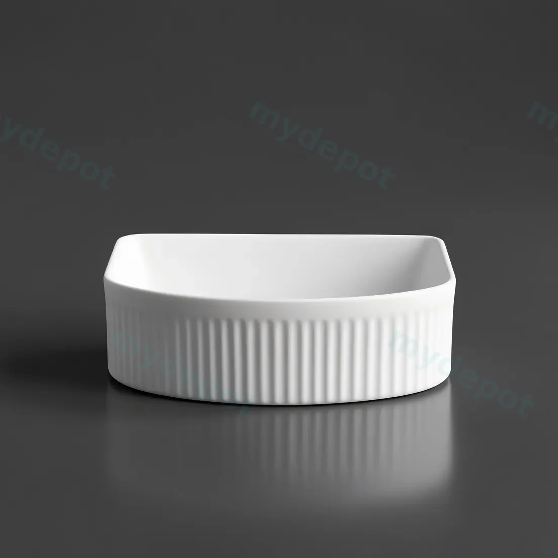 415*365*120mm Cora Above Counter Fluted Matt White Arch Basin view 4