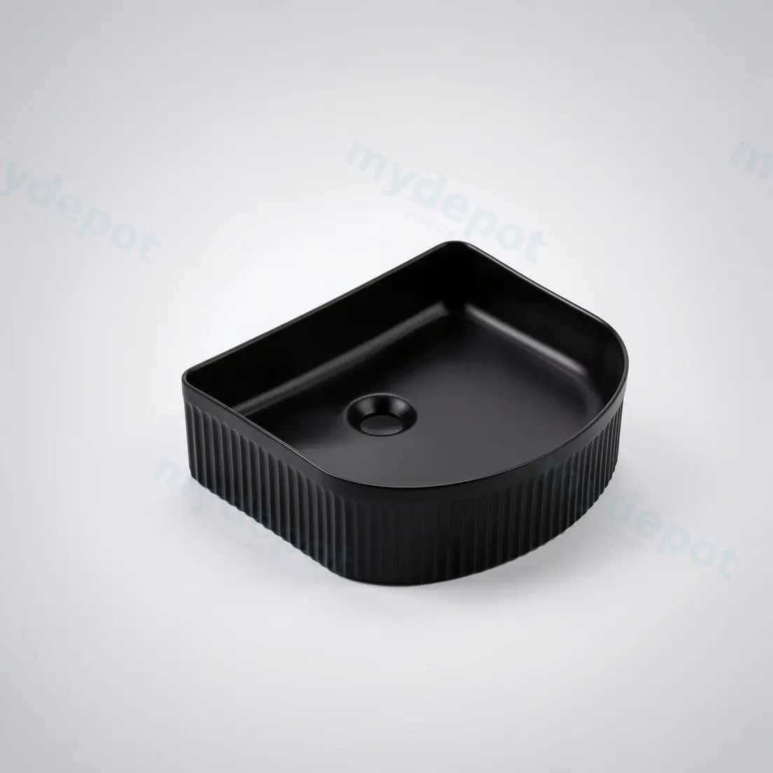 415*365*120mm Cora Above Counter Fluted Matt Black Arch Basin view 5
