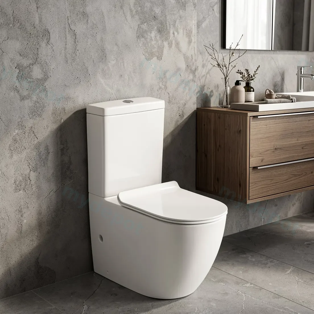 Eden Two-piece toilet Rimless Flushing Toilet P-trap: 180mm Roughing-in view 6