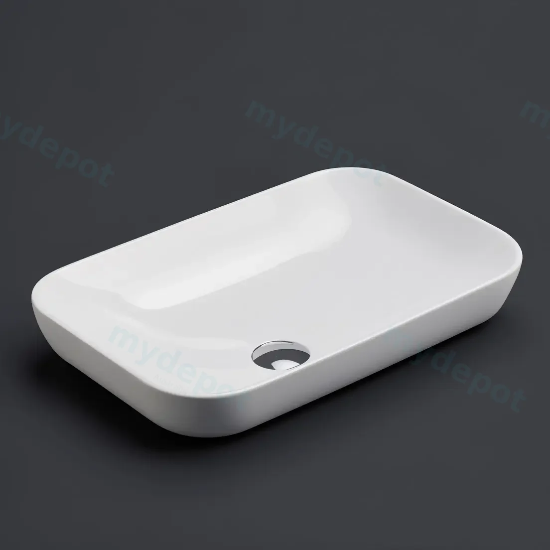 520*340*150mm Gloss White Kliff Fine Ceramic Insert Basin No Oerflow view 2