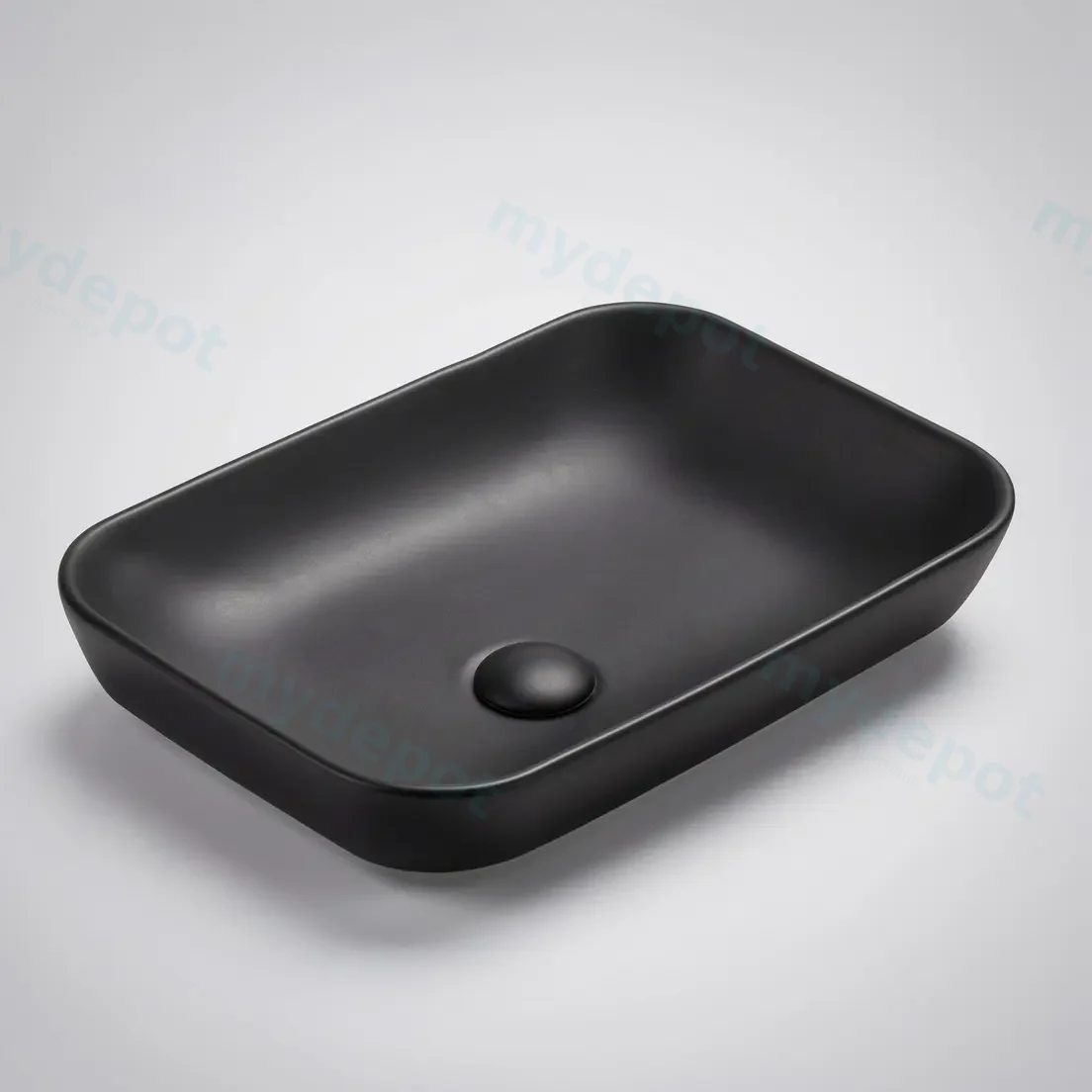 520*340*150mm Matt Black Kliff Fine Ceramic Insert Basin No Oerflow view 2