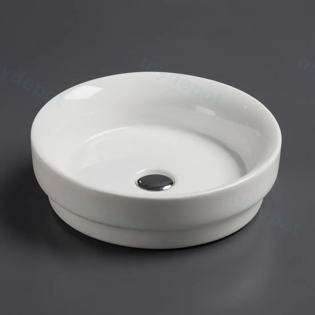 405*405*114mm Gloss White Olley Fine Ceramic Insert Art Basins No Overflow,32mm Waste view 2
