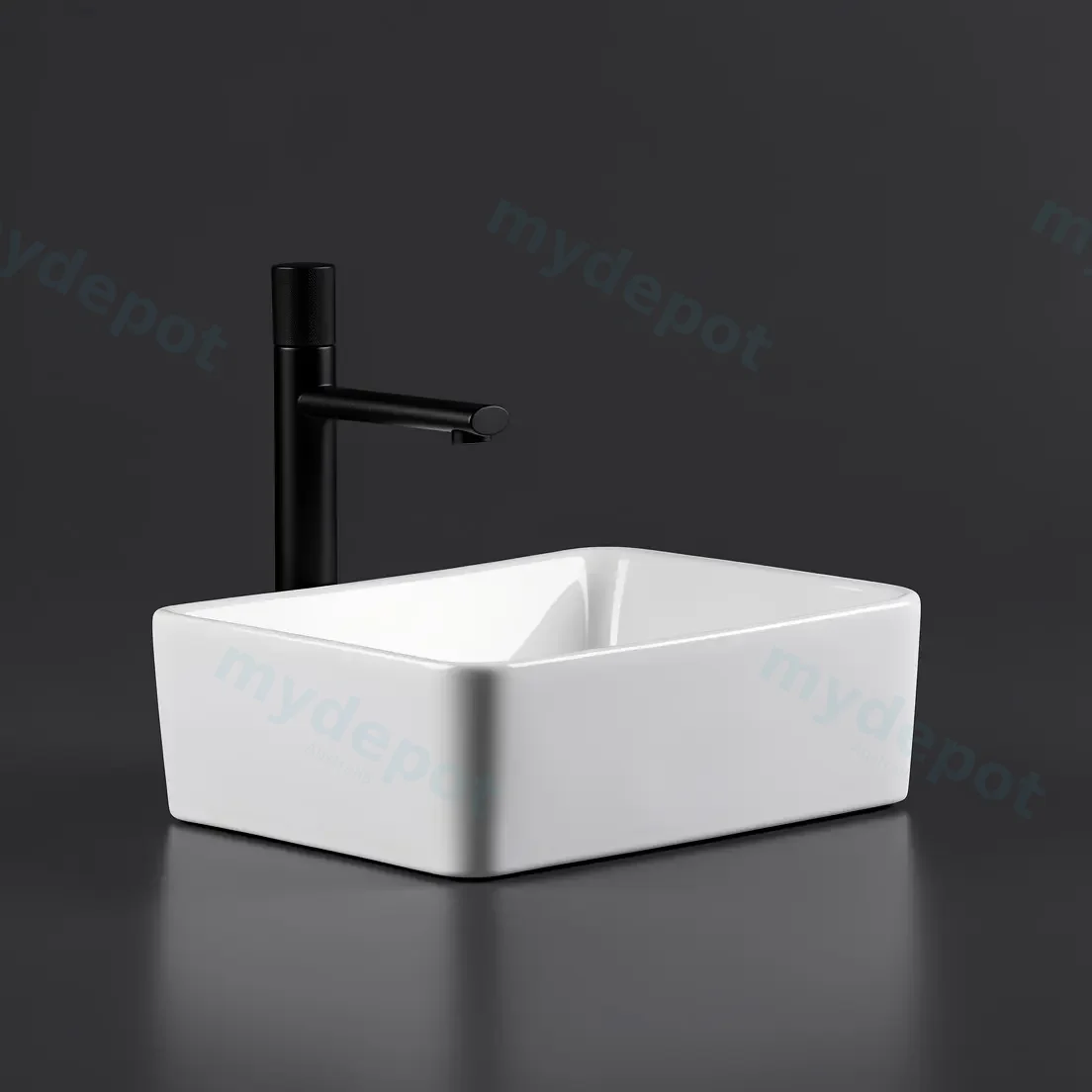 410x300x130mm Rectangle Gloss White Ceramic Above Counter Basin Non-overflow view 5