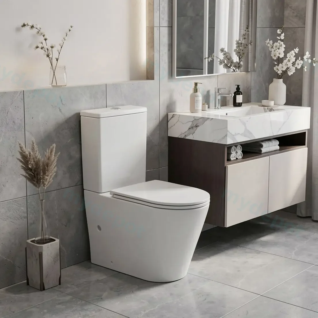 Berlin Back To Wall Toilet Suite Quiet Flushing Technology view 5