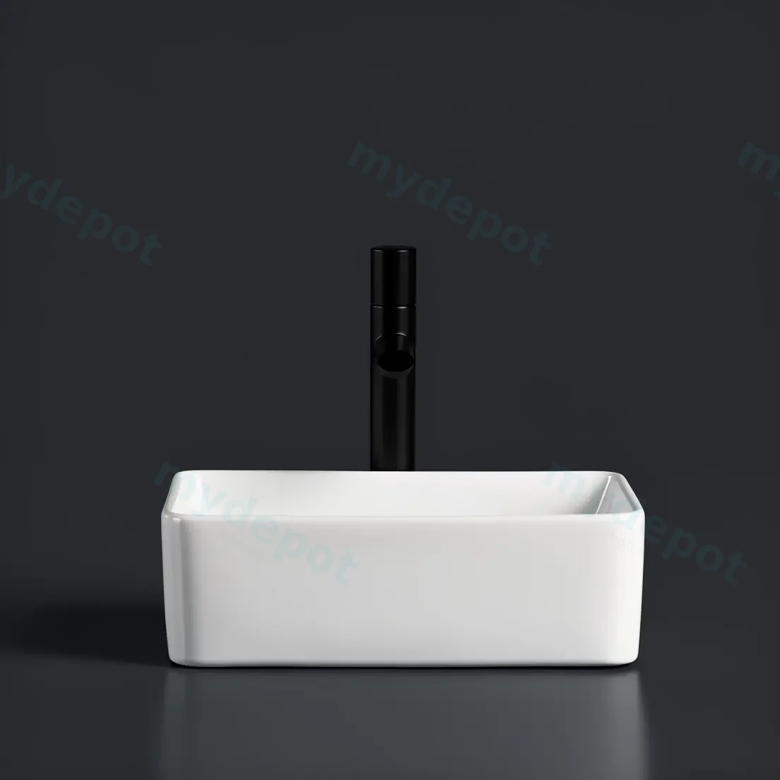 410x300x130mm Rectangle Gloss White Ceramic Above Counter Basin Non-overflow view 6