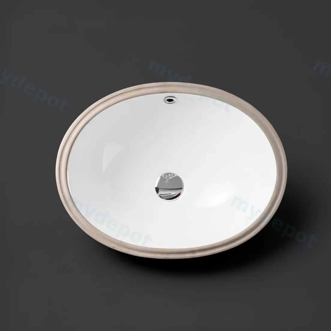 585*395*195mm Undermount Oval Basin With Mixer Hole view 2