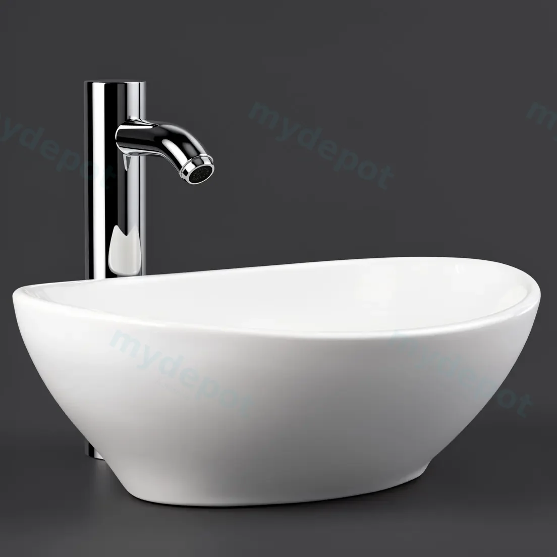 410x340x145mm Oval Gloss White Ceramic Above Counter Basin Non-overflow view 3