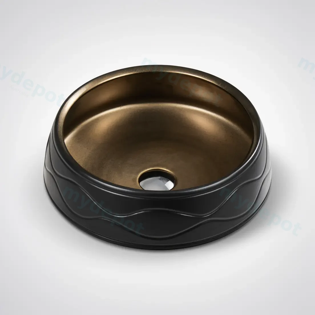 410*410*140mm Counter-Top Circular Art Matte Black Basin view 2