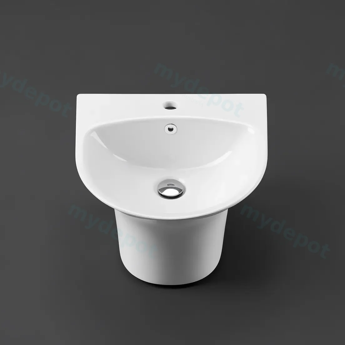 470*460*370mm Semi-Pedestal Wall Hung Oval Basin view 2