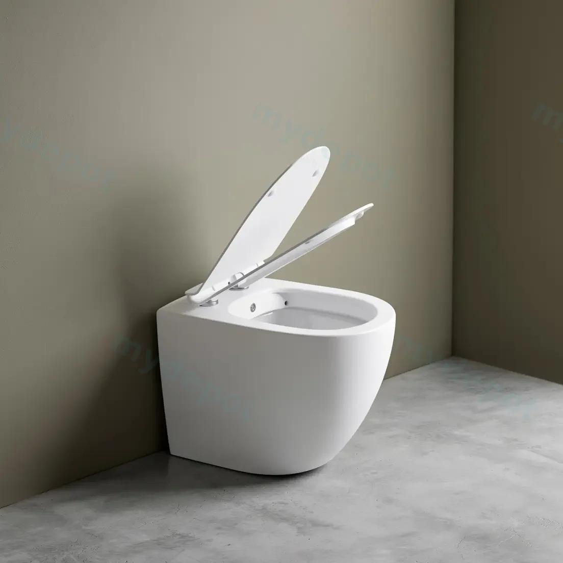 Floor Pan Matte White Rimless Flushing Toilet P-trap Roughing -in view 9