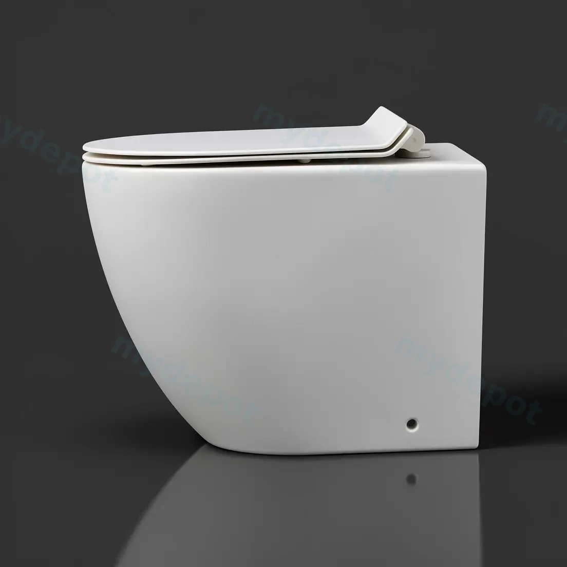 Floor Pan Matte White Rimless Flushing Toilet P-trap Roughing -in view 3