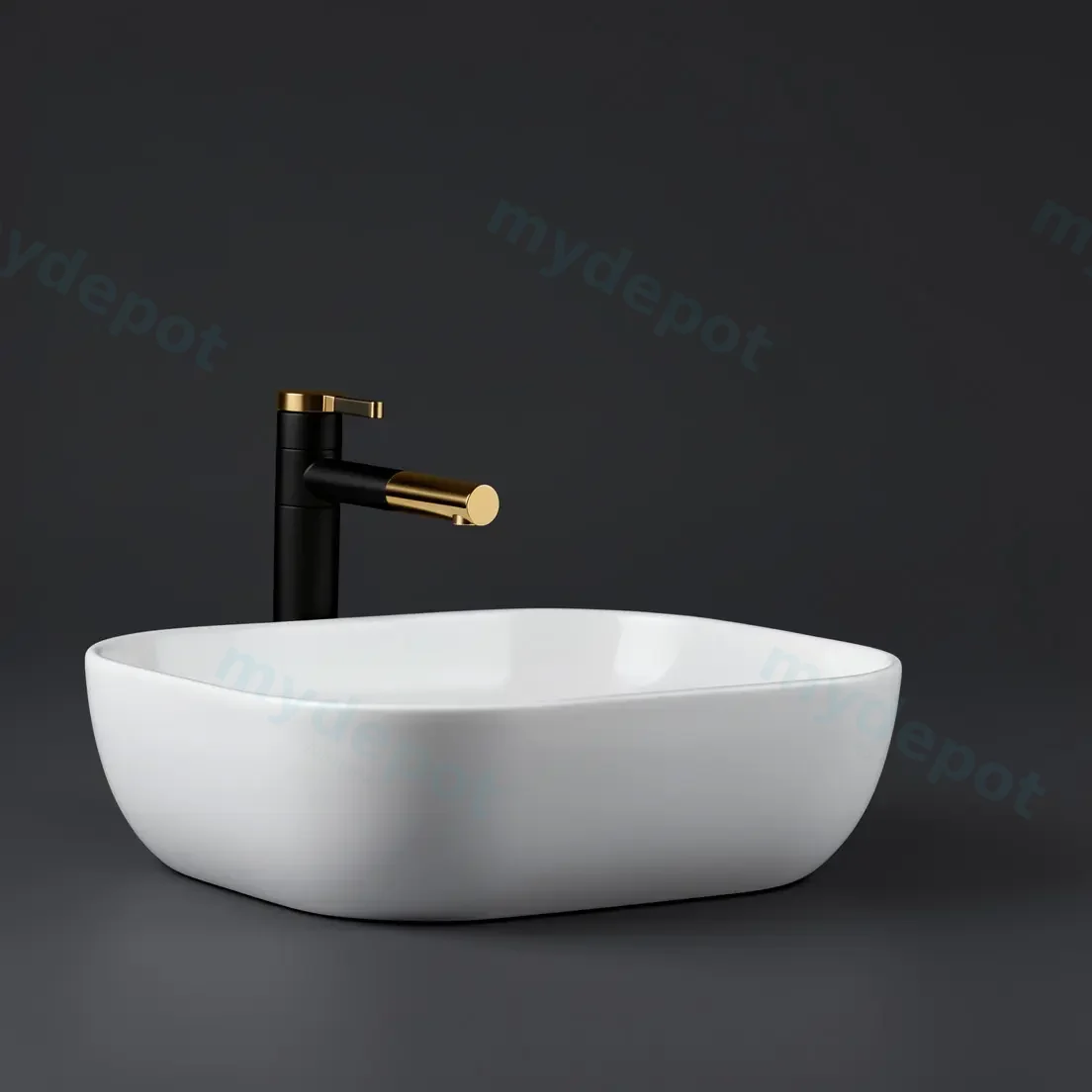 500x400x150mm Rectangle Gloss White Ceramic Above Counter Basin Non-overflow view 3