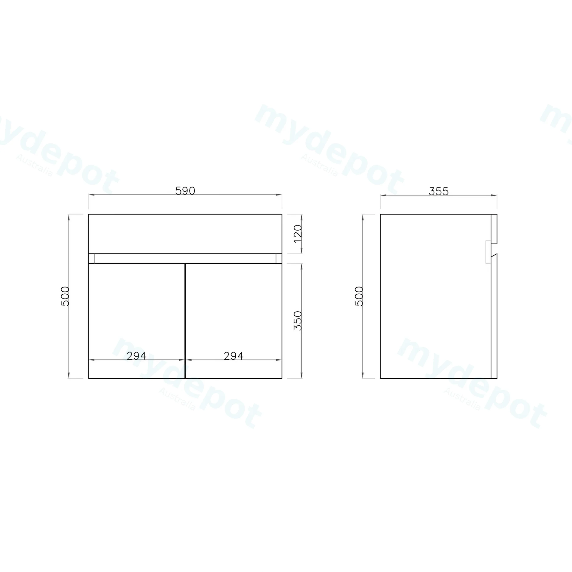 600mm Slim Wall Hung Bathroom Vanity Cabinet Only PVC 2 Door Gloss White view 5