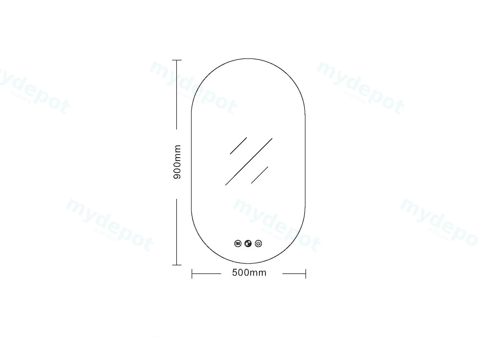 Luna Series 900x500mm Oval Shape LED Mirror view 3