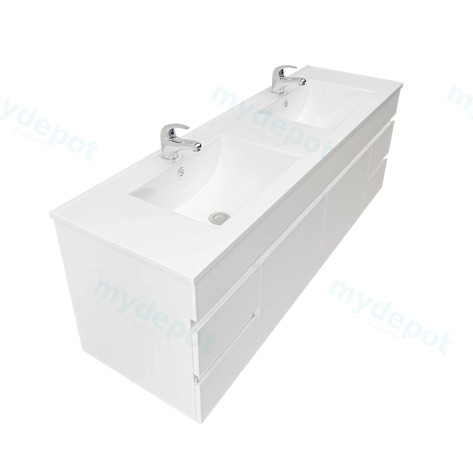 1500mm Wall Hung Bathroom Vanity Cabinet Only PVC Gloss White view 3