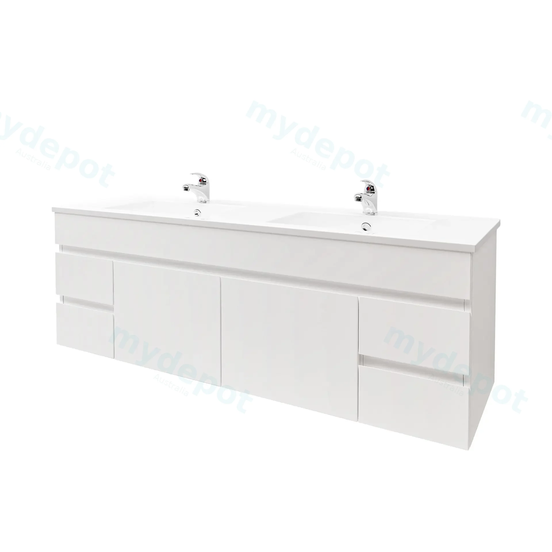 1500mm Wall Hung Bathroom Vanity Cabinet Only PVC Gloss White view 4