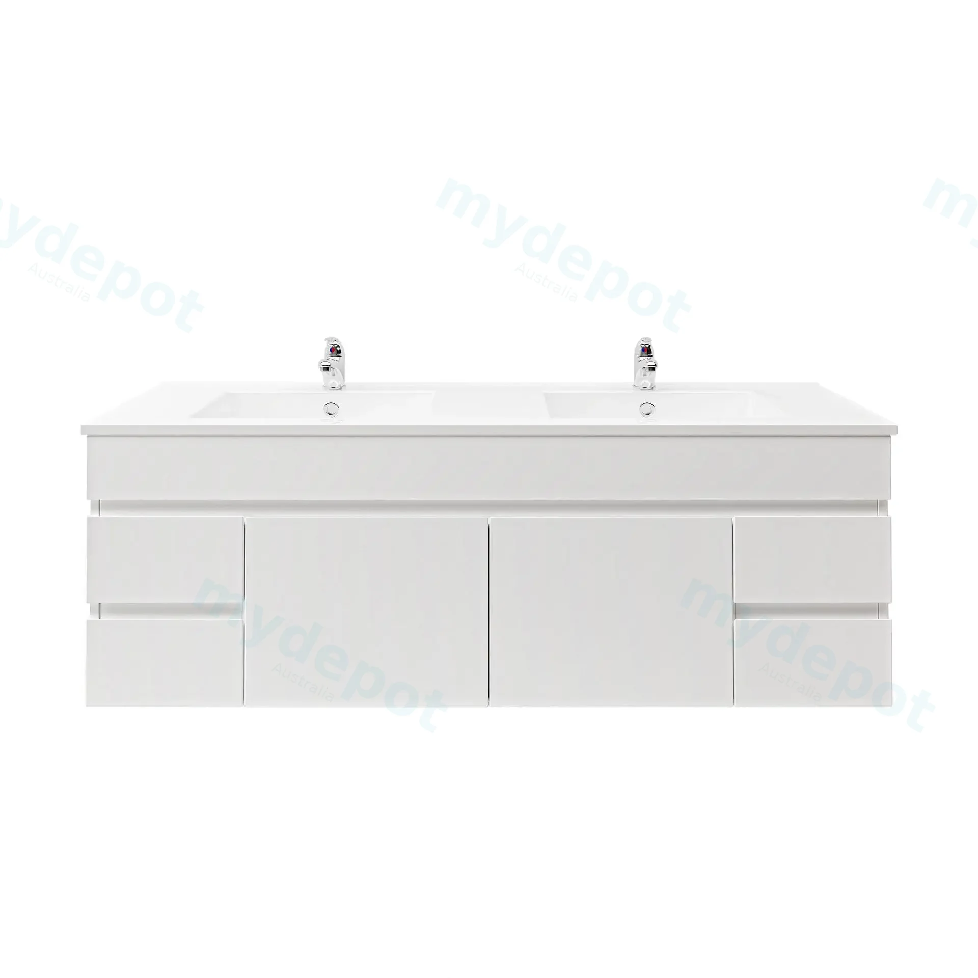 1500mm Wall Hung Bathroom Vanity Cabinet Only PVC Gloss White view 2