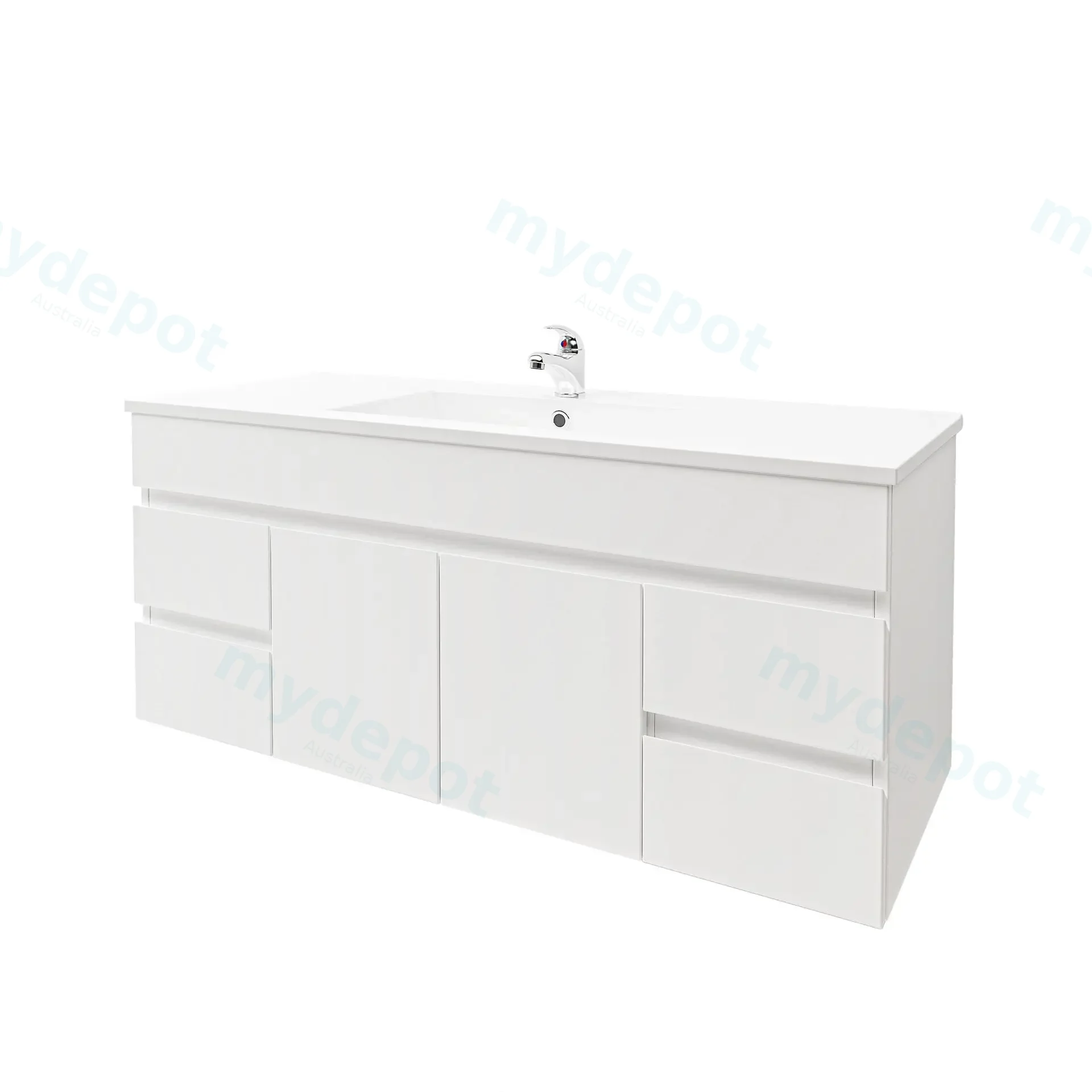 1200mm Wall Hung Bathroom Vanity Cabinet Only PVC Gloss White view 3