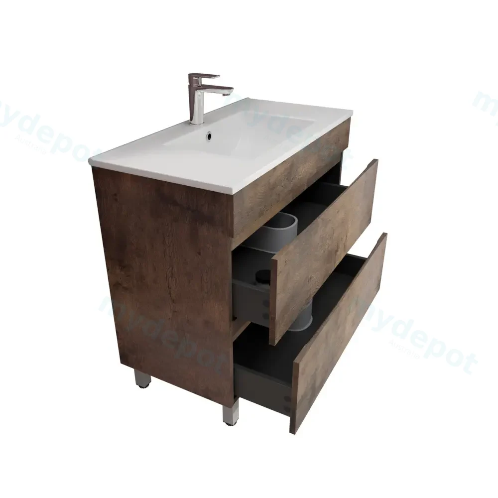 900Lx830Hx450Dmm Dark Oak MDF Board with PVC Vacuum Filmed 2/DW Freestanding Vanity view 5