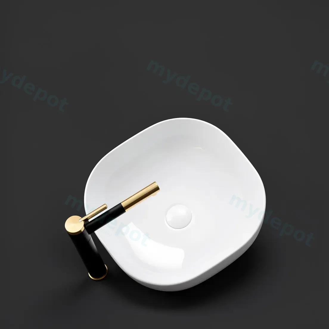 420x420x145mm Square Gloss White Ceramic Above Counter Basin Non-overflow view 3