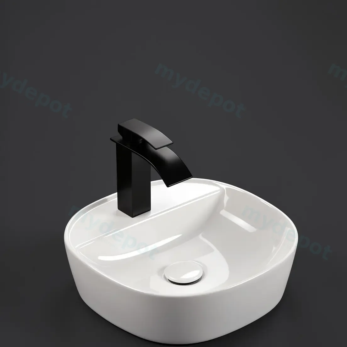 400x400x120mm Square Gloss White With 1 Tap Hole Ceramic Above Counter Basin Non-overflow view 2