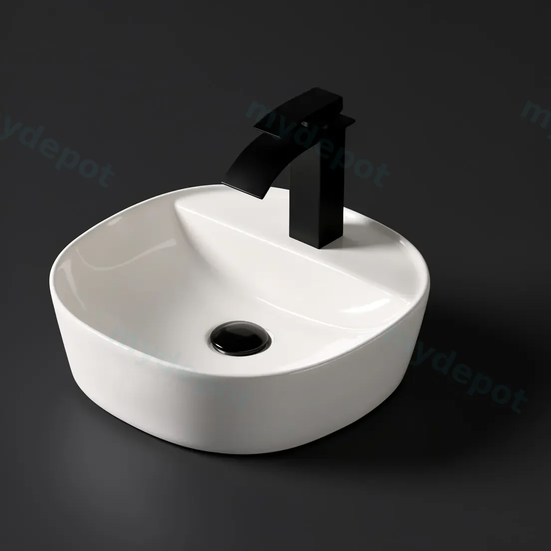 400x400x120mm Square Gloss White With 1 Tap Hole Ceramic Above Counter Basin Non-overflow view 4