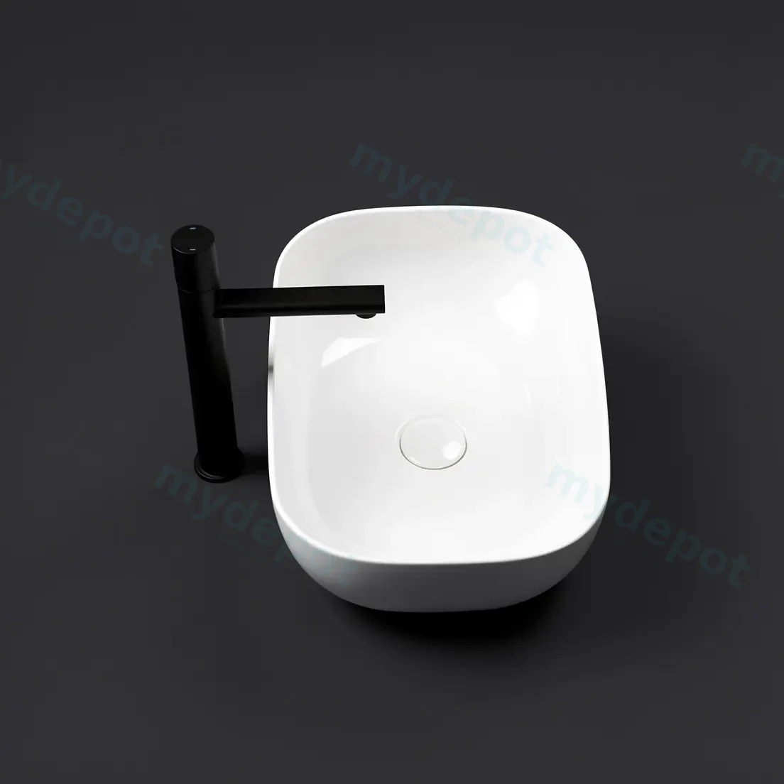 460x320x135mm Rectangle Gloss White Ceramic Above Counter Basin Non-overflow view 3