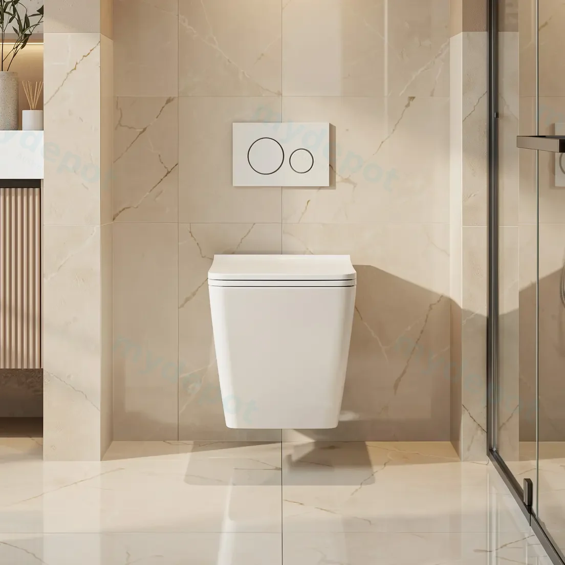 490*345*355mm Enox66 Wall Hung Pan Rimless With Thick Uf Seat Cover view 2