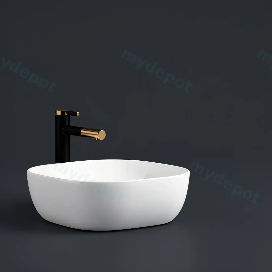 420x420x145mm Square Gloss White Ceramic Above Counter Basin Non-overflow view 4