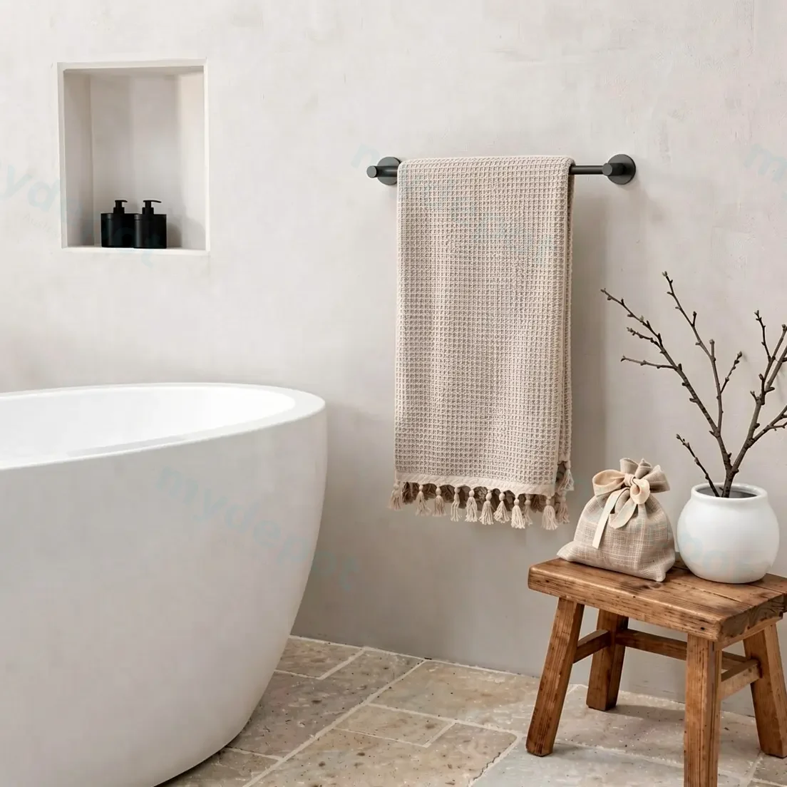 Linie Single Towel Rail 600mm Gun Metal view 2