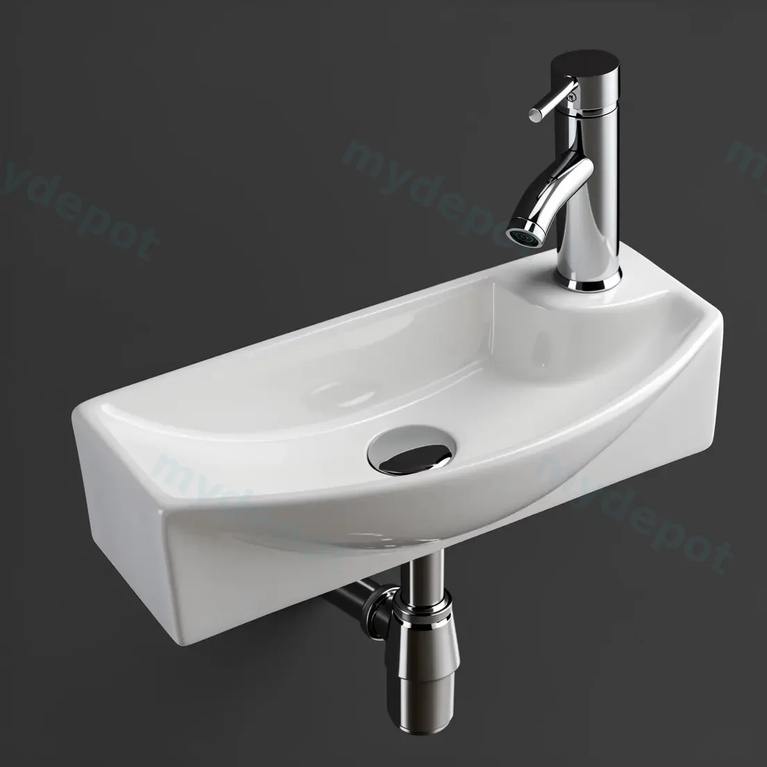 460x210x110mm Rectangle Gloss White Ceramic Above Counter Wall Hung Basin Non-overflow view 2