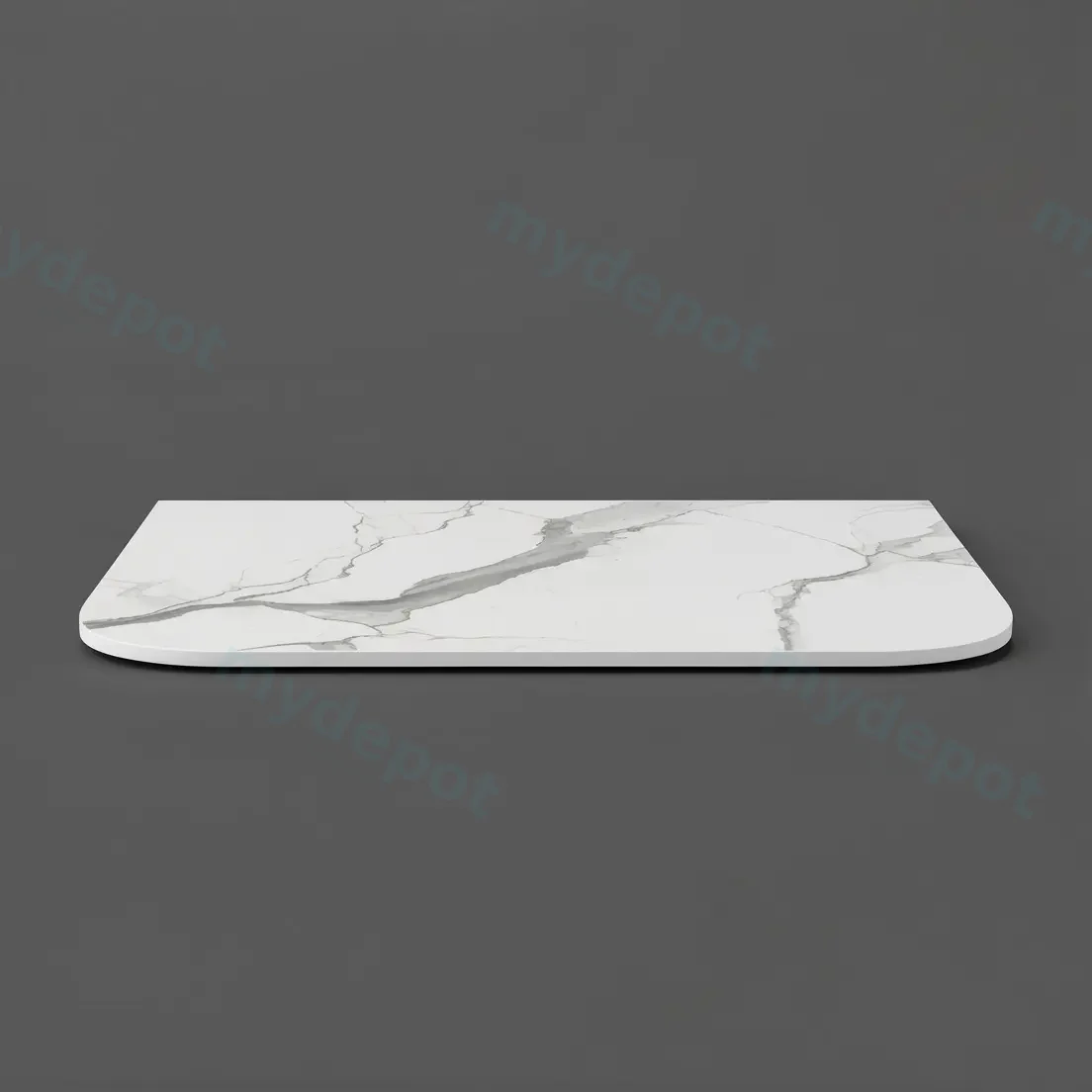 750mm White Marble Look Sintered Stone Top Matte Finish Rounded Corner Benchtop view 2
