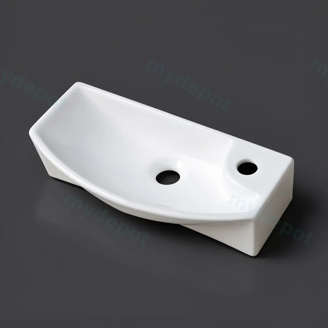 460x210x110mm Rectangle Gloss White Ceramic Above Counter Wall Hung Basin Non-overflow view 3