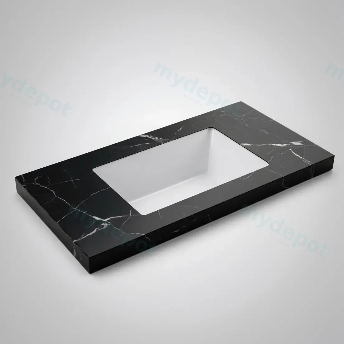 605X465X50mm Calacatta Night Black Sintered Stone Semless Joined With Fine Ceramic Basin Stone Single Bowl,No Tap Hole view 2