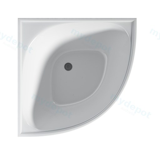 1000X1000X635mm Gloss White Bingie Corner Mini Acrylic Skirt Bath None Overflow 40mm Waste+Pipe Supplied